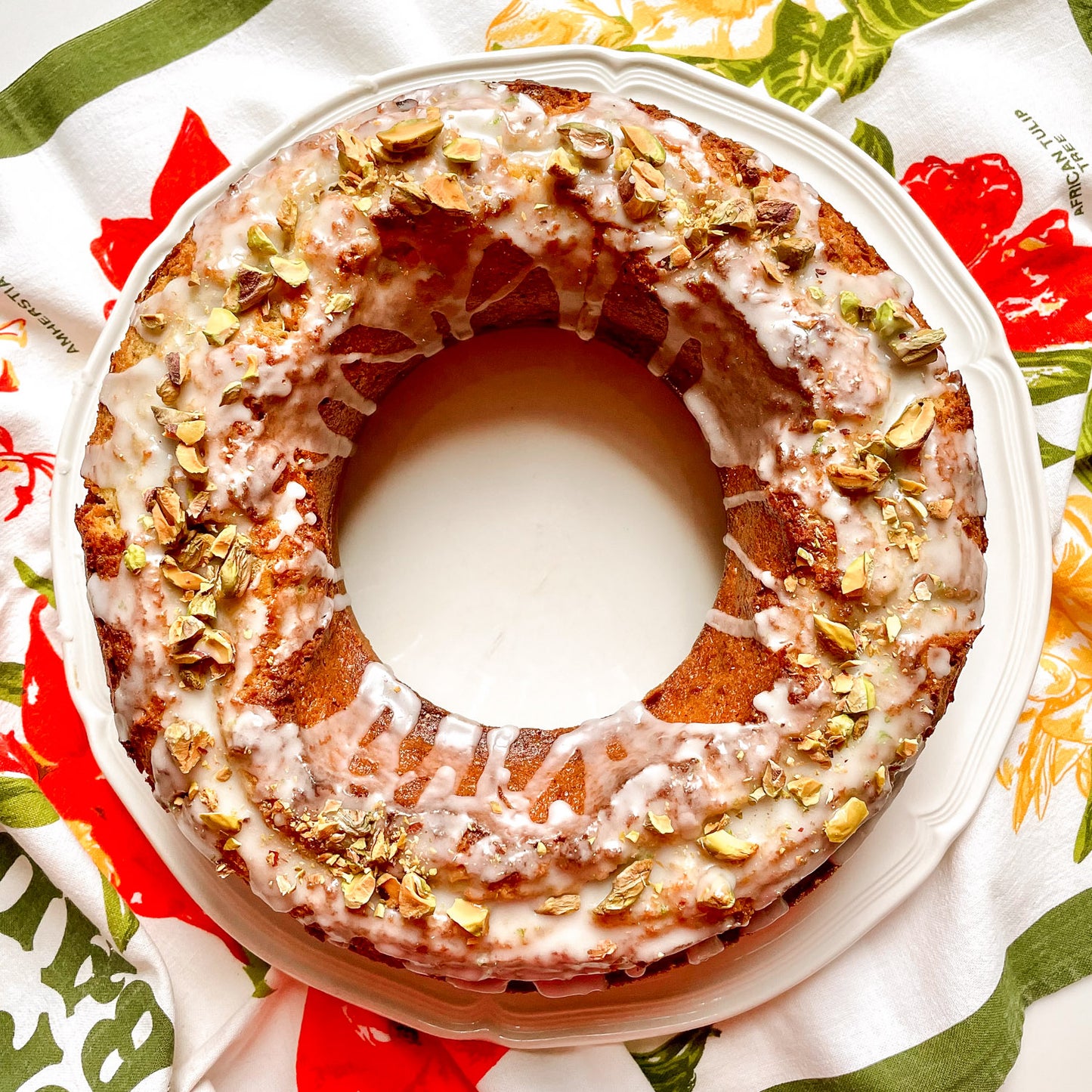 Pistachio & Olive Oil Cake with Scented Lemon Glaze